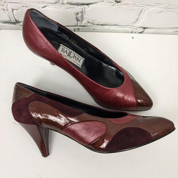 Vintage Baldan Leather pumps in burgundy and red - size 6.5 - Picture 1 of 9